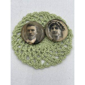 Wedding Photo Pins Of Bride Groom Antique Style Unique Collectibles Victorian